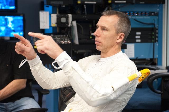 NASA image: STS-134 crew members Mike Fincke and Greg Chamitoff