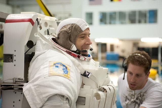 NASA image: STS-134 crew members Mike Fincke and Greg Chamitoff