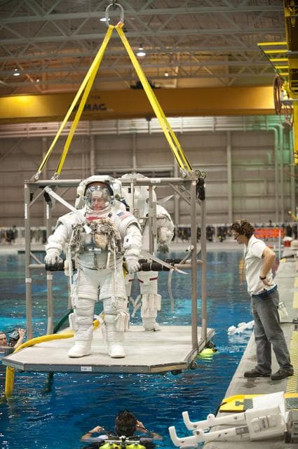 NASA image: STS-134 crew members Mike Fincke and Greg Chamitoff