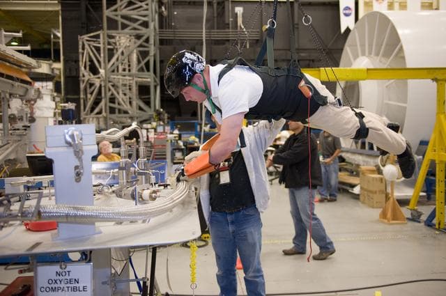 NASA image: STS134 crew during EVA PGT POGO and EVA 1 tag up with instructors Allison Bolinger and Vicky Otto.    