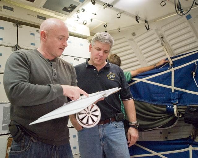 NASA image: STS-134 crew during Ingress/Egress training with instructor Glenn Johnson   