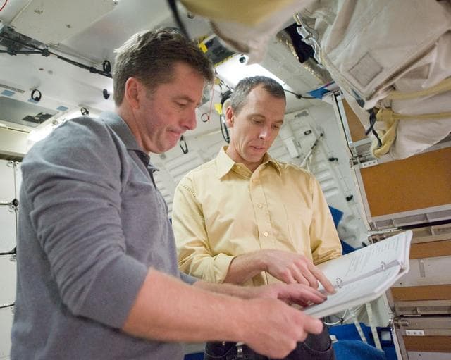 NASA image: STS-134 crew during Ingress/Egress training with instructor Glenn Johnson   