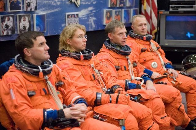 NASA image: STS-335 crew and training team during Bailout training