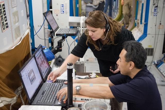 NASA image: Expedition 28 and Expedition 29 crew members during joint Rountine Ops AC training
