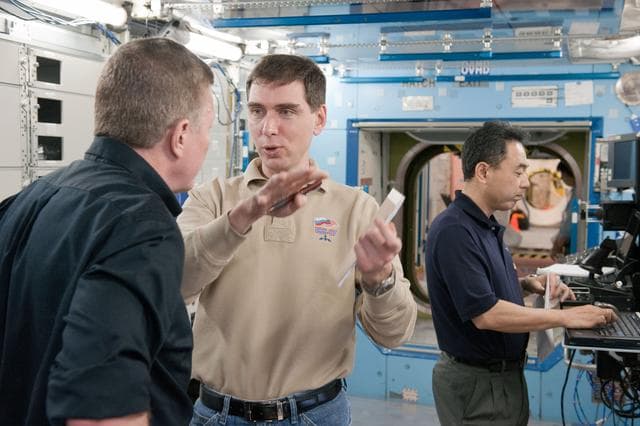 NASA image: Expedition 28 and Expedition 29 crew members during joint Rountine Ops AC training