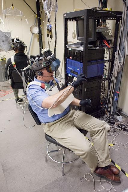 NASA image: STS-133 crew training in VR Lab with replacement crew member Steve Bowen  
