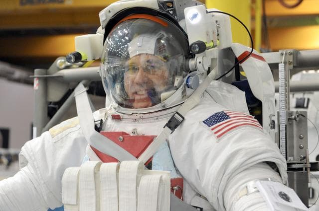 NASA image: STS-133 Crew Training at the NBL with crew member Steve Bowen  