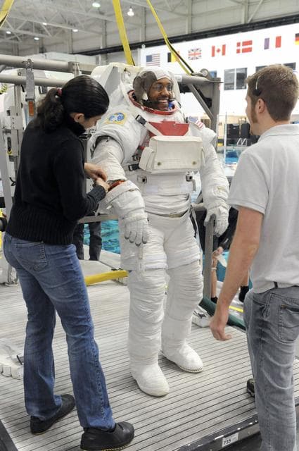 NASA image: STS-133 Crew Training at the NBL with crew member Steve Bowen  