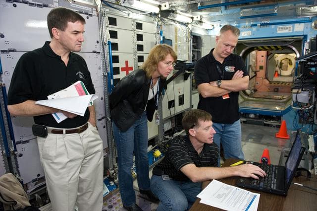 NASA image: STS-135 crew during Space Station Mockup Training 
