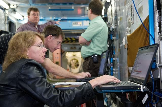 NASA image: STS-135 crew during Space Station Mockup Training 