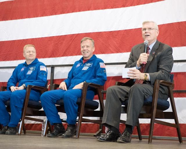 NASA image: STS-133 Crew Return at Ellington Field, Hangar 276