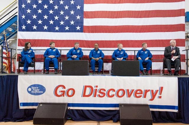 NASA image: STS-133 Crew Return at Ellington Field, Hangar 276