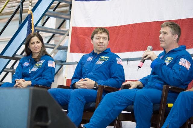 NASA image: STS-133 Crew Return at Ellington Field, Hangar 276