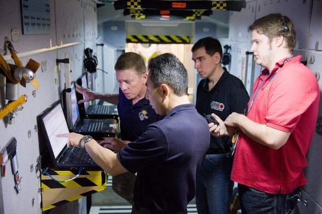 NASA image: Expedition 28/29 crew members during Docking Timeline Training.    