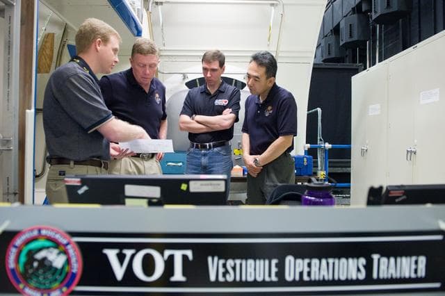 NASA image: Expedition 28/29 crew members during Docking Timeline Training.    