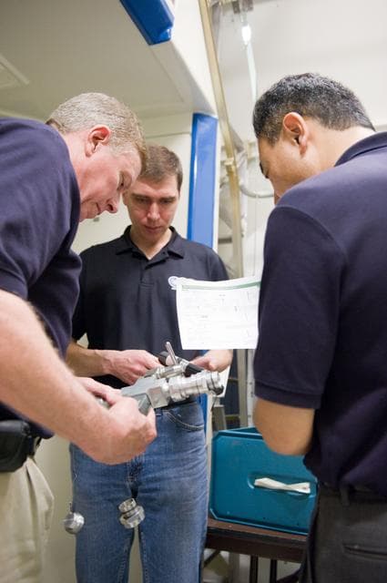 NASA image: Expedition 28/29 crew members during Docking Timeline Training.    