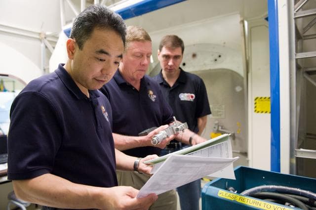 NASA image: Expedition 28/29 crew members during Docking Timeline Training.    