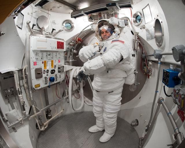 NASA image: SSATA Crew Training and EMU Verification for STS-135 astronaut Rex Walheim    