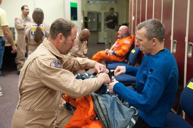 NASA image: STS-134 crew during CCTII Prelaunch Ingress/Egress 91020 training     