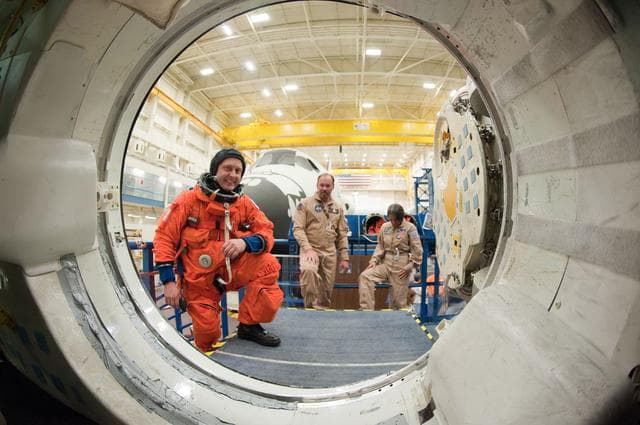 NASA image: STS-134 crew during CCTII Prelaunch Ingress/Egress 91020 training     