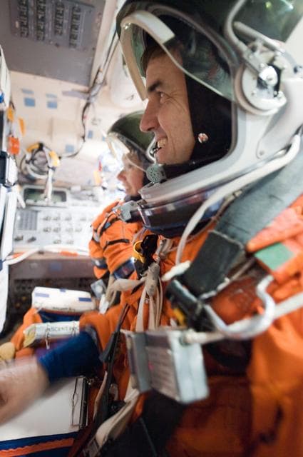 NASA image: STS-135 crew and training team during ASC/CAP/DES