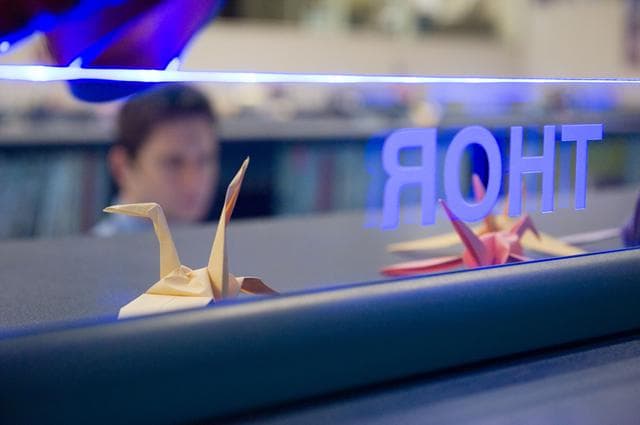 NASA image: JAXA flight control team gave the Folding Paper Cranes to NASA ISS mission control team