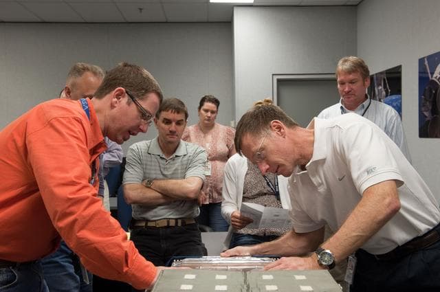 NASA image: STS-135 crew during AEM (Animal Enclosure Module) training