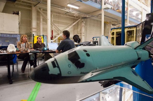 NASA image: STS-135 crew during Ingress/Egress Timeline training in building 9NW space station mockups