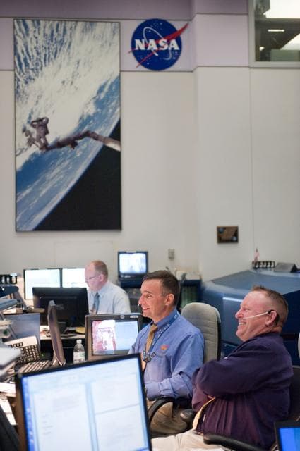 NASA image: STS-134 Flight Controllers on Console - Launch.