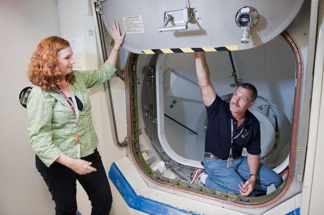 NASA image: Expedition 29/30 ISS Habitability Equipment and Procedures training in ISS mockups.  