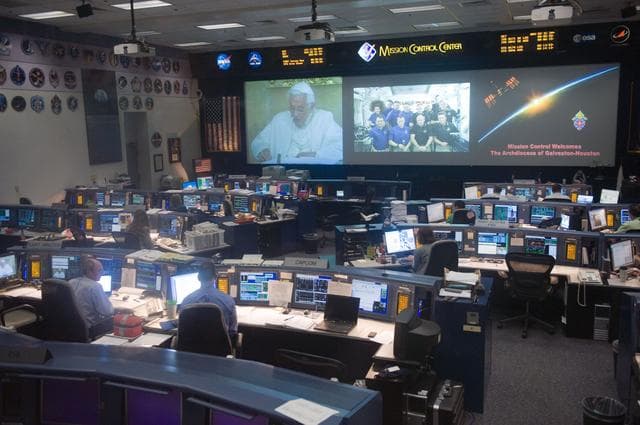 NASA image: MCC Guest Viewing Program of Pope Benedict XVI's call to the ISS/STS-134 crew. 