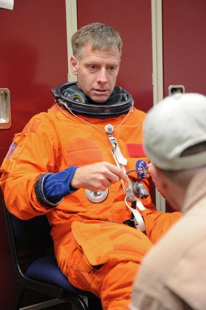 NASA image: STS-135 crew and training team during CCT-II PRL Ingress/Egress training. 