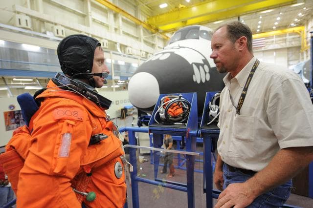 NASA image: STS-135 crew and training team during CCT-II PRL Ingress/Egress training. 