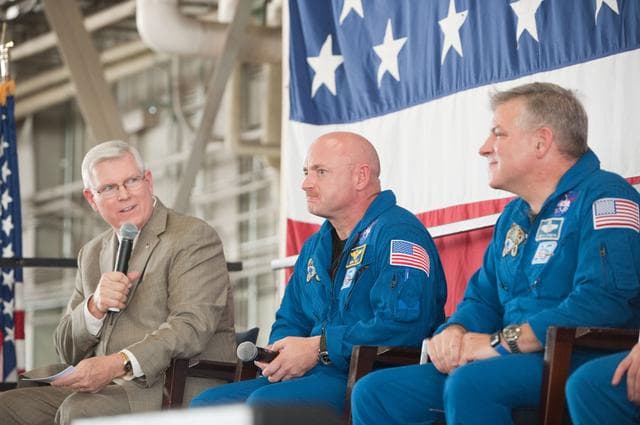 NASA image: STS-134 Crew Return, Ellington 990