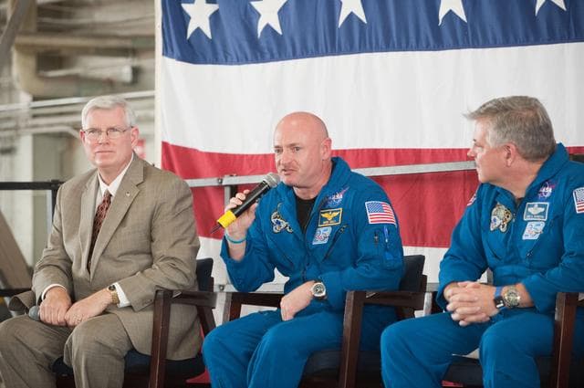 NASA image: STS-134 Crew Return, Ellington 990