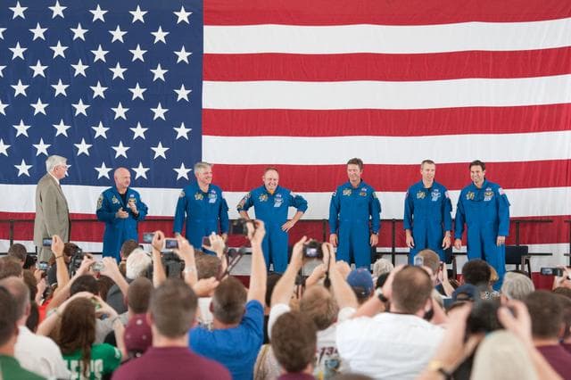 NASA image: STS-134 Crew Return, Ellington 990