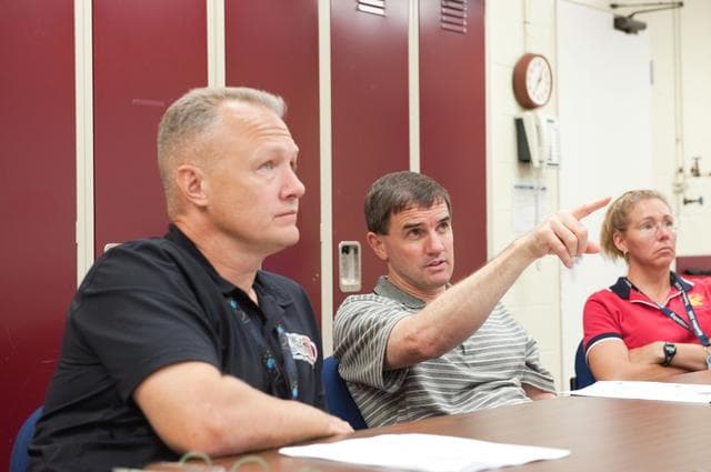 NASA image:  STS-135 Escape System Refresher training and Stowage Review Training 