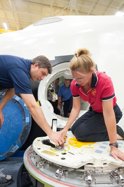 NASA image:  STS-135 Escape System Refresher training and Stowage Review Training 