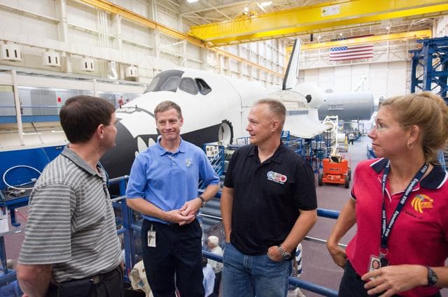 NASA image:  STS-135 Escape System Refresher training and Stowage Review Training 