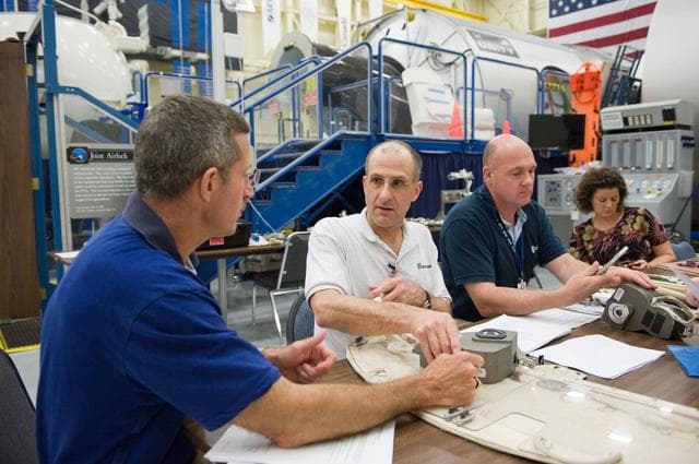 NASA image: Expedition 29 crew members during ISS EVA Tool Configuration