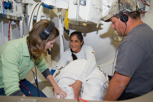 NASA image: Expedition 32 crew member Sunita Williams during her EMU Training and Certification