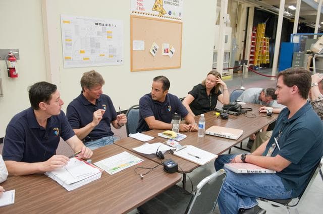 NASA image: Expedition 31/32 crew - Padalka, Revin and Acaba - during some of their Emergency Scenarios training.