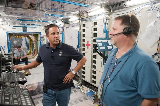 NASA image: Expedition 31/32 crew - Padalka, Revin and Acaba - during some of their Emergency Scenarios training.