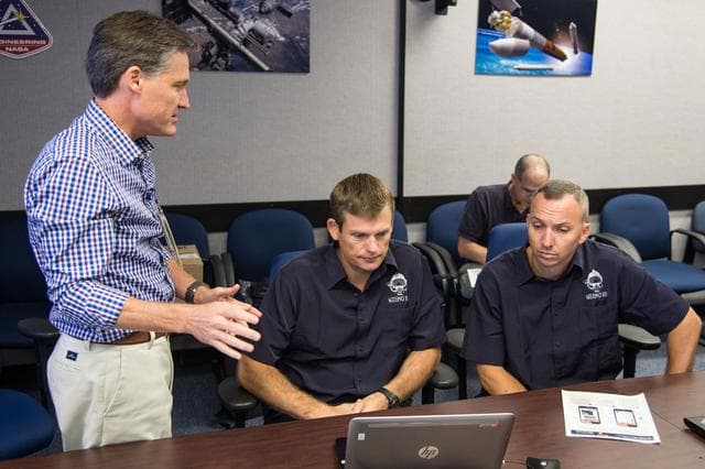 NASA image: ESA Astronaut Andreas Mogensen and NASA astronaut Randy Bresnik during NEEMO 19 communications training with instructors
