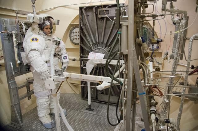NASA image: Cristoforetti during preparations for EMU Certification Altitude Run