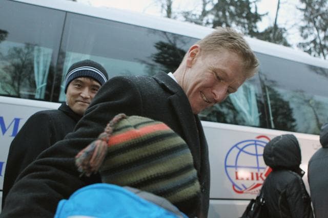 NASA image: At the Gagarin Cosmonaut Training Center in Star City, Russia, Expedition 46-47 crewmember Tim Peake of the European Space Agency prepares to depart for his launch site at the Baikonur Cosmodrome in Kazakhstan Nov. 30 as backup crewmember Takuya Onishi of the Japan Aerospace Exploration Agency (JAXA) looks on. Peake, Tim Kopra of NASA and Yuri Malenchenko of the Russian Federal Space Agency (Roscosmos) will launch Dec. 15 in the Soyuz TMA-19M spacecraft for a six-month mission on the International Space Station..NASA / Seth Marcantel