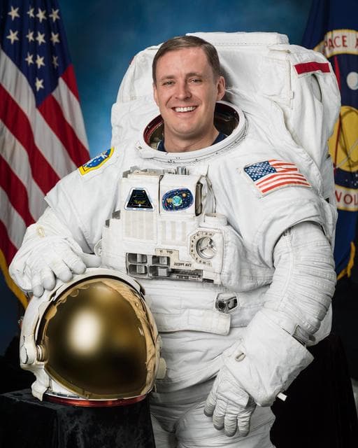 NASA image: Official Astronaut Portrait of Jack Fischer in an EMU.  Photo Date: February 25, 2016.  Location: Building 8, Room 183 - Photo Studio.  Photographer: Robert Markowitz