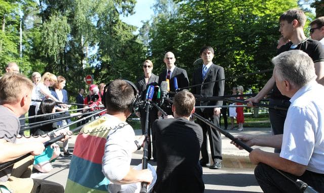 NASA image: At the Gagarin Cosmonaut Training Center in Star City, Russia, ISS Expedition 48-49 crewmembers Kate Rubins of NASA (left), Anatoly Ivanishin of Roscosmos (center) and Takuya Onishi of the Japan Aerospace Exploration Agency (right) answer questions from reporters June 24 before departing for their launch site at the Baikonur Cosmodrome in Kazakhstan. The trio will launch July 7 from the Baikonur Cosmodrome in Kazakhstan on the Soyuz MS-01 spacecraft for a planned four-month mission on the International Space Station...NASA/Stephanie Stoll.