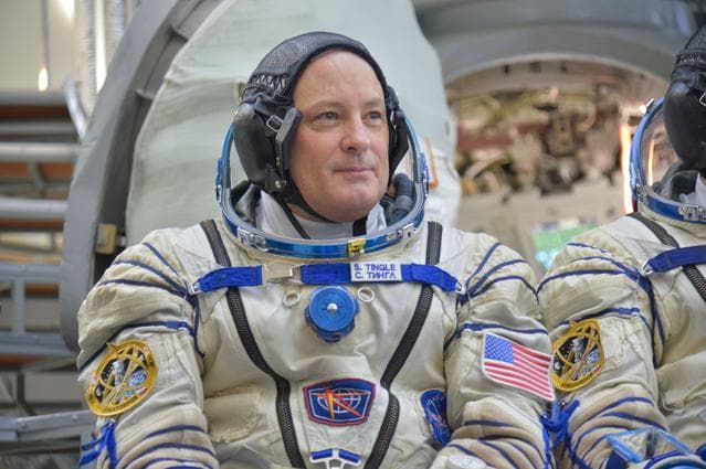 NASA image: jsc2017e135206 - At the Gagarin Cosmonaut Training Center in Star City, Russia, Expedition 54-55 prime crewmember Scott Tingle of NASA listens to a reporters’ question Nov. 29 as part of the crew’s final qualification exam activities. Tingle, Anton Sh