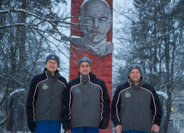 NASA image: jsc2017e136098 - At the Gagarin Cosmonaut Training Center in Star City, Russia, Expedition 54-55 crewmembers Norishige Kanai of the Japan Aerospace Agency (JAXA, left), Anton Shkaplerov of the Russian Federal Space Agency (Roscosmos, center) and Scott Tin